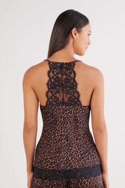 Brown Sensual Attitude Animal Print Viscose Satin Top, 5601_030K, large image number 4