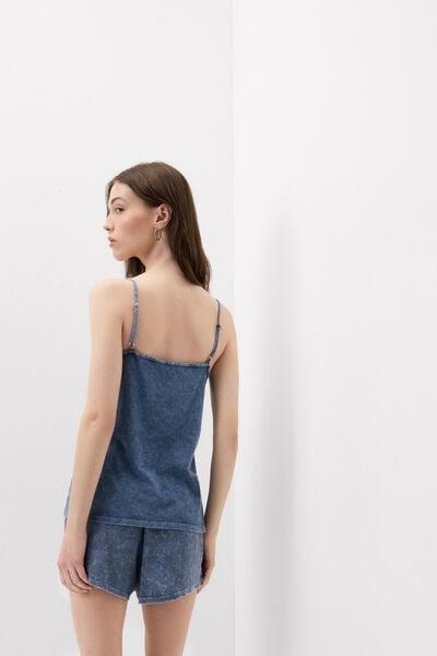 Blue Denim Romance Cotton And Lace Top, 5601_063K, large image number 2