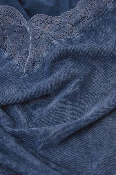 Blue Denim Romance Cotton And Lace Top, 5601_063K, large image number 4