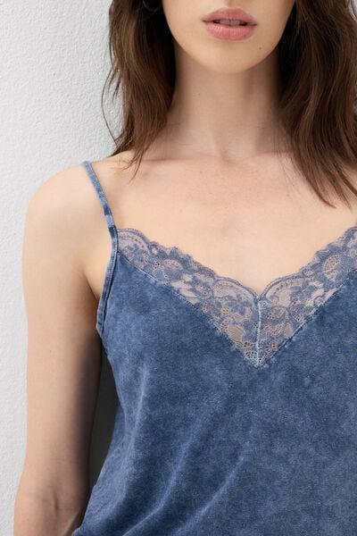 Blue Denim Romance Cotton And Lace Top, 5601_063K, large image number 5