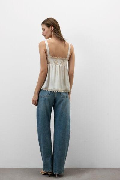 Beige Midsummer Dream Viscose Satin Top, 5601_118K, large image number 2