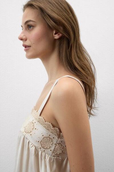 Beige Midsummer Dream Viscose Satin Top, 5601_118K, large image number 5