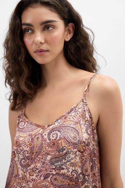 Brown Elevate Your Day Printed Viscose Satin Top, 5601_197K, large image number 4