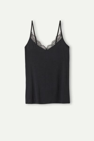 Black Ultralight Camisole With Lace, , large image number 2