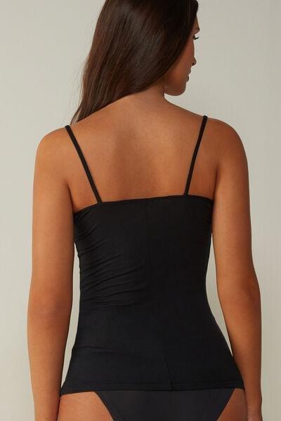 Black Ultralight Camisole With Lace, , large image number 3