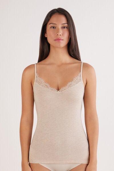 Beige Ultralight Spaghetti Strap Modal Camisole, 5601_036K, large image number 1