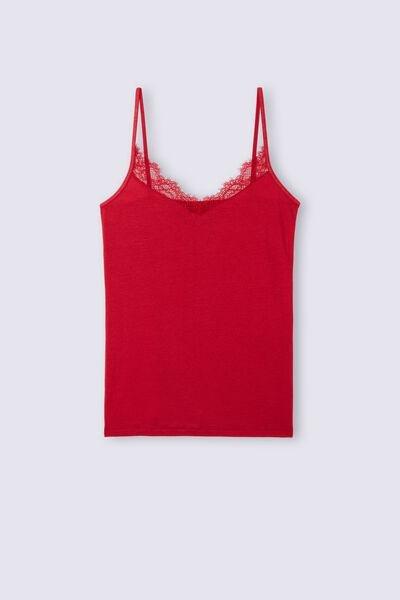 Red Ultralight Camisole With Lace, Red, large image number 2