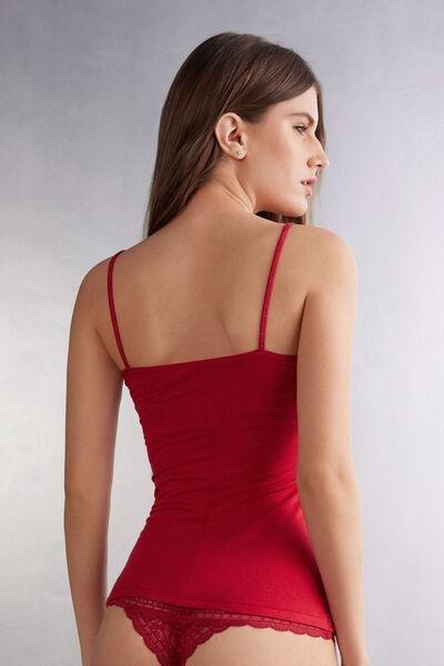 Red Ultralight Camisole With Lace, Red, large image number 3