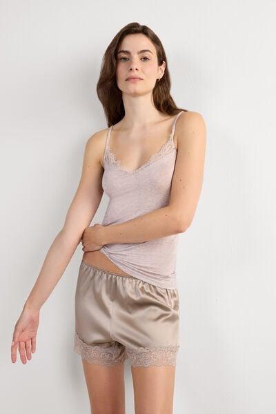 Beige Ultralight Camisole With Lace, Shell Beige Blend, large image number 0