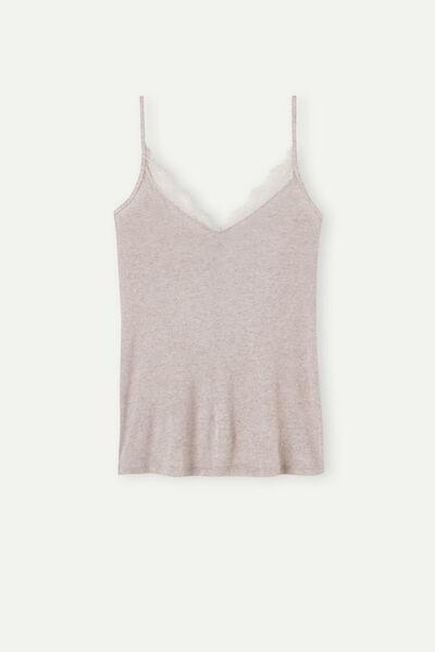 Beige Ultralight Camisole With Lace, Shell Beige Blend, large image number 2