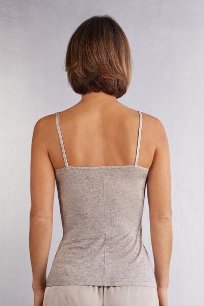 Beige Ultralight Camisole With Lace, Shell Beige Blend, large image number 3