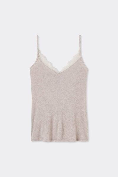 Beige Ultralight Camisole With Lace, Shell Beige Blend, large image number 3