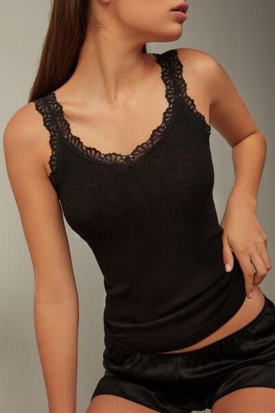 Intimissimi - Black Wool And Silk Lace Top