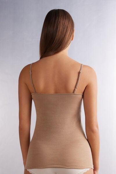 Brown Spaghetti Straps Top, Natural Camel, large image number 3