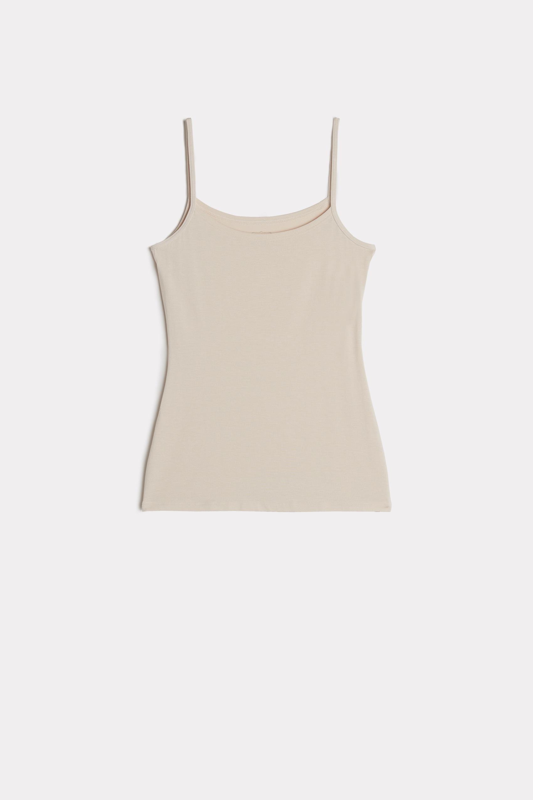 White Spaghetti Strap Modal Vest Top, Silk, large image number 7
