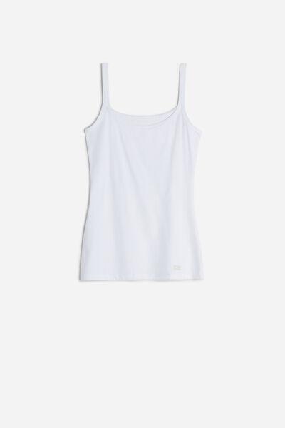 White Cotton Top With Spaghetti Straps, , large image number 2
