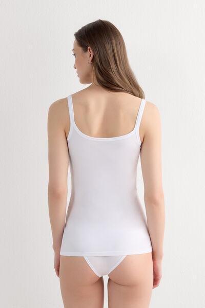White Spaghetti Straps Top, White, large image number 5