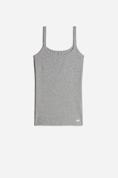 توب من مزيج القطن باللون الرمادي ال"اتح مع أحزمة سباغيتي ، للنساء, Light Grey Blend, large image number 8