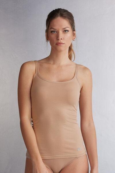 Beige Spaghetti Straps Top, , medium