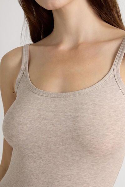 Beige Spaghetti Straps Top, Natural Blend, medium