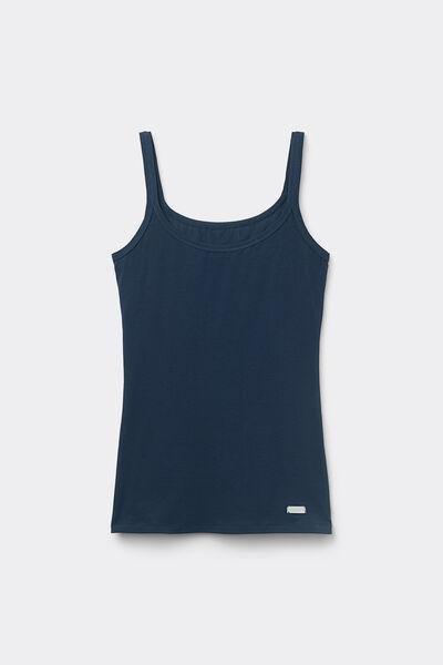Intense Blue Cotton Top With Spaghetti Straps, Women, , large image number 2