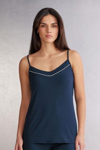 Navy Narrow Straps Micro Modal Top, Intense Blue, medium