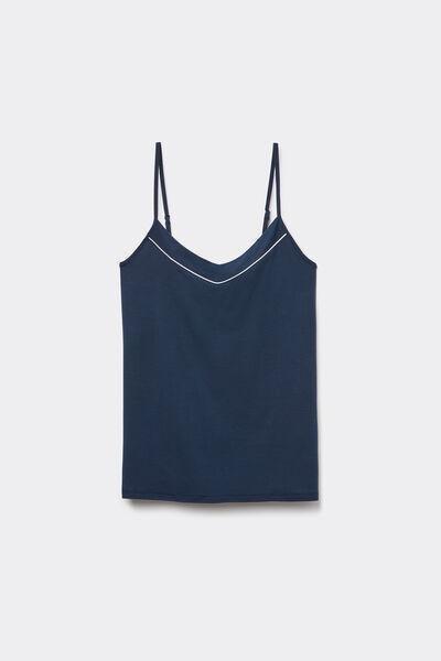Navy Narrow Straps Micro Modal Top, Intense Blue, large image number 2