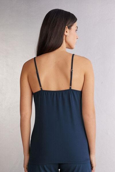 Navy Narrow Straps Micro Modal Top, Intense Blue, large image number 3