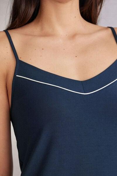 Navy Narrow Straps Micro Modal Top, Intense Blue, large image number 5