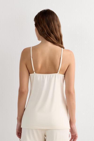 Cream Narrow Straps Micro modal Top, Vanilla Ivory, large image number 2