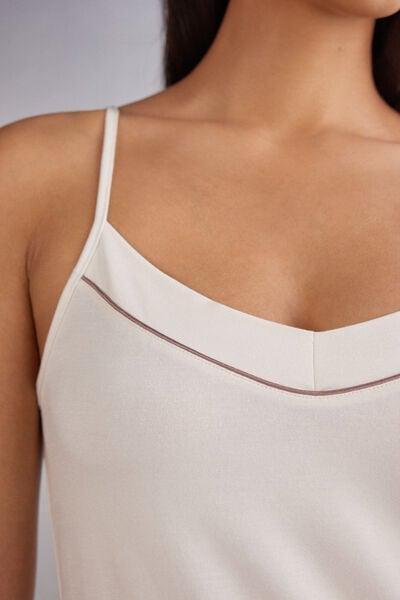 Cream Narrow Straps Micro modal Top, Vanilla Ivory, large image number 5