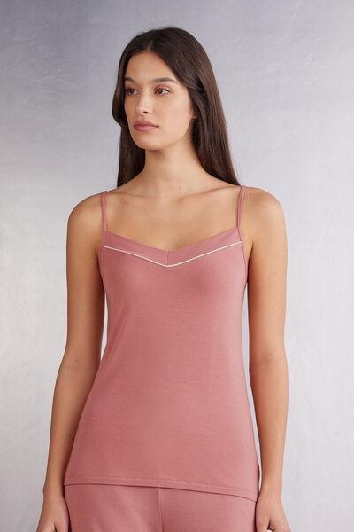 Pink Slim Straps Micro Modal Top, , large image number 0