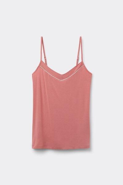 Pink Slim Straps Micro Modal Top, , large image number 2