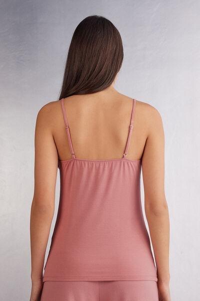 Pink Slim Straps Micro Modal Top, , large image number 3