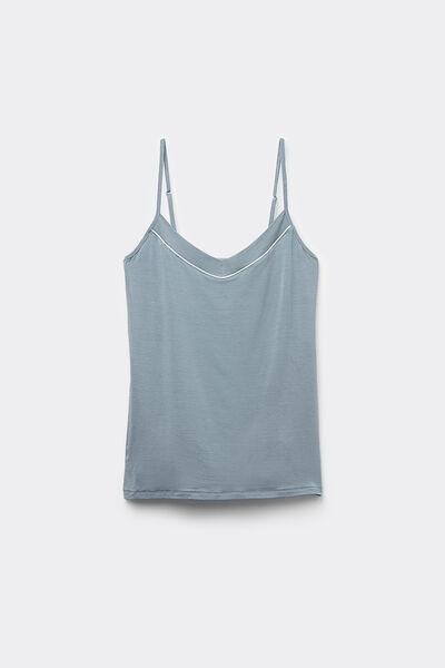 Blue Slim Straps Micro Modal Top, 5601_850J, large image number 2