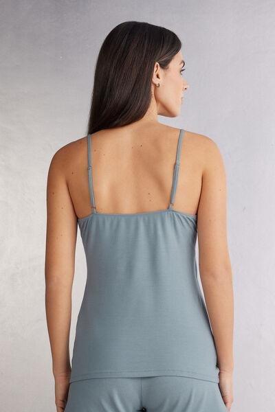 Blue Slim Straps Micro Modal Top, 5601_850J, large image number 3