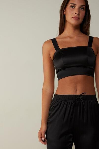 Black Silk And Lace Bra Top, , large image number 0