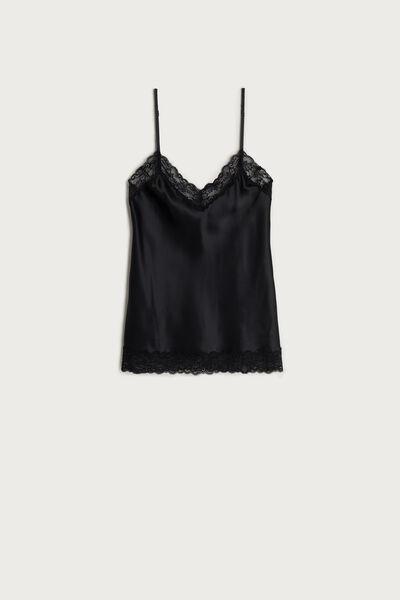 Intimissimi Black Lace And Silk Top