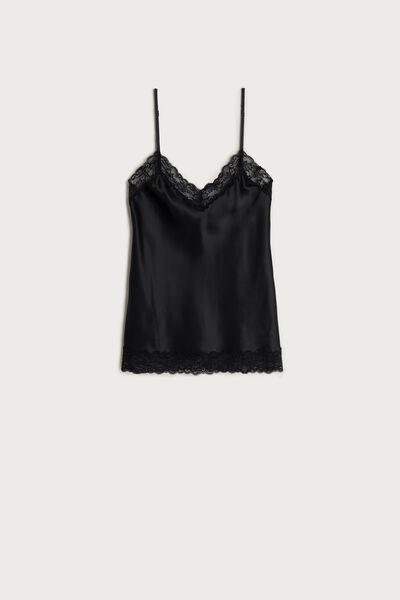 Black Lace And Silk Top, , large image number 4