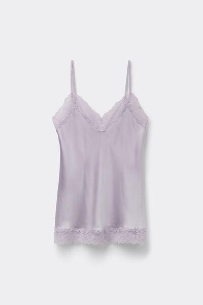 Lilac V-Neck Lace And Silk Top, 5601_056K, large image number 3