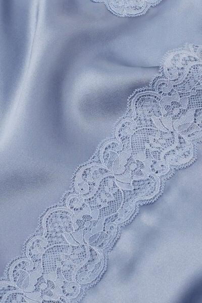 Blue V-Neck Lace And Silk Top, 5601_064K, large image number 4