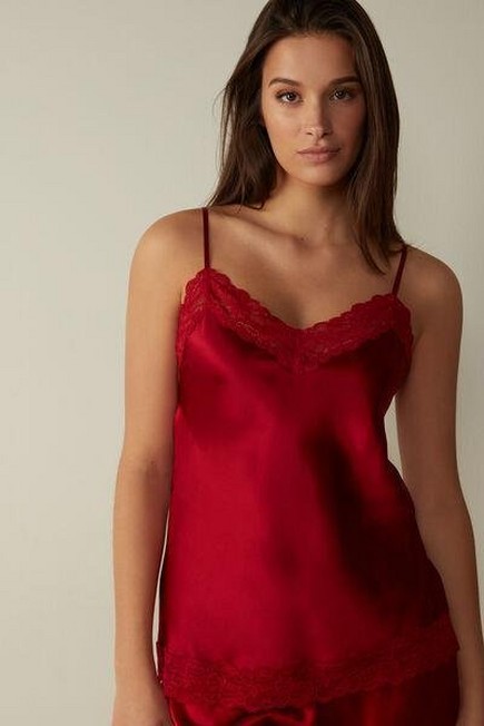 Intimissimi - Red Lace And Silk Top, Women