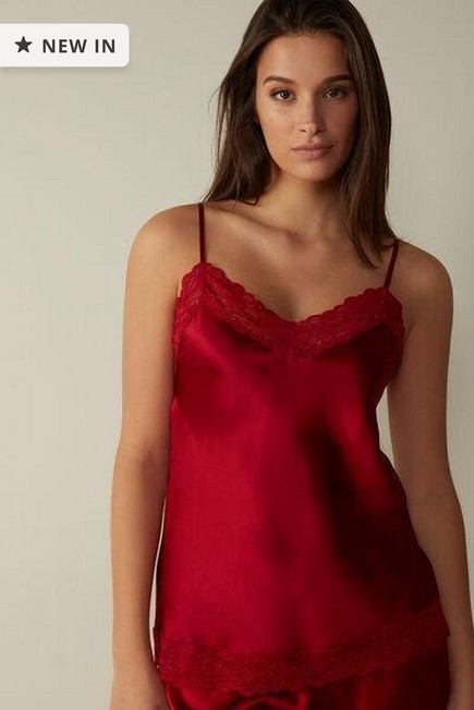 Intimissimi - Red Lace And Silk Top