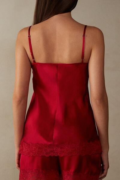Red Lace And Silk Top, , large image number 3
