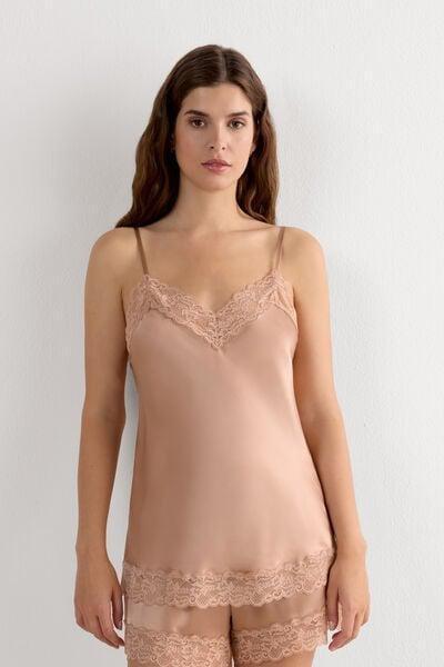 Pink Spaghetti Straps Top, Satin Pink, large image number 3