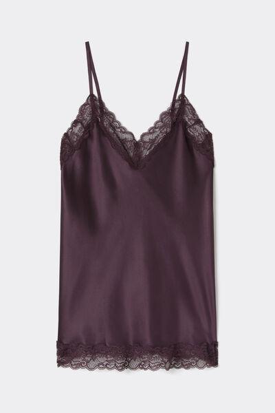 Purple V-Neck Lace And Silk Top, 5601_198K, large image number 0