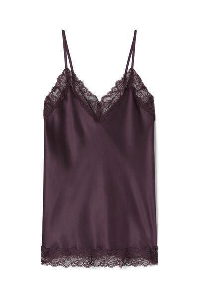 Purple V-Neck Lace And Silk Top, 5601_198K, large image number 1