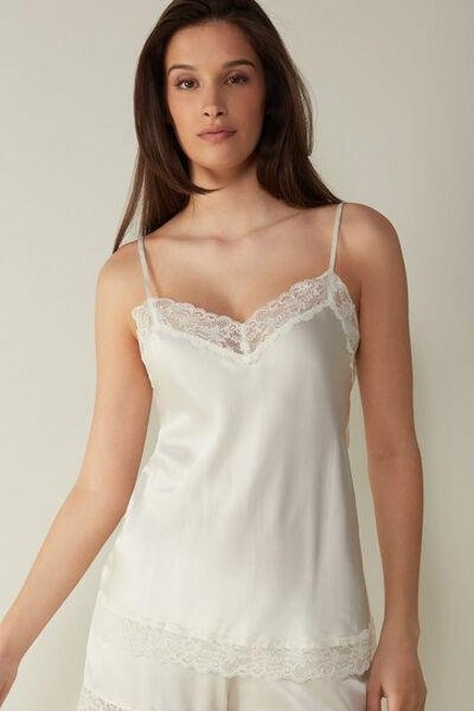 Intimissimi - White  Lace And Silk Top