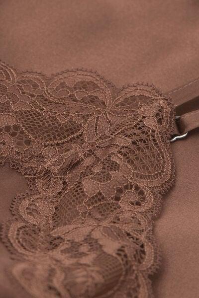 Beige Lace And Silk Top, Brown Mocha, large image number 4