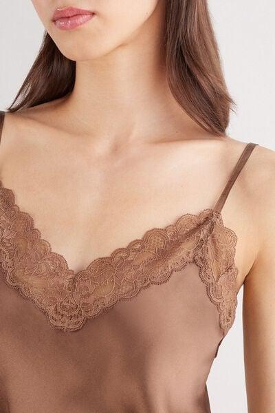 Beige Lace And Silk Top, Brown Mocha, large image number 5